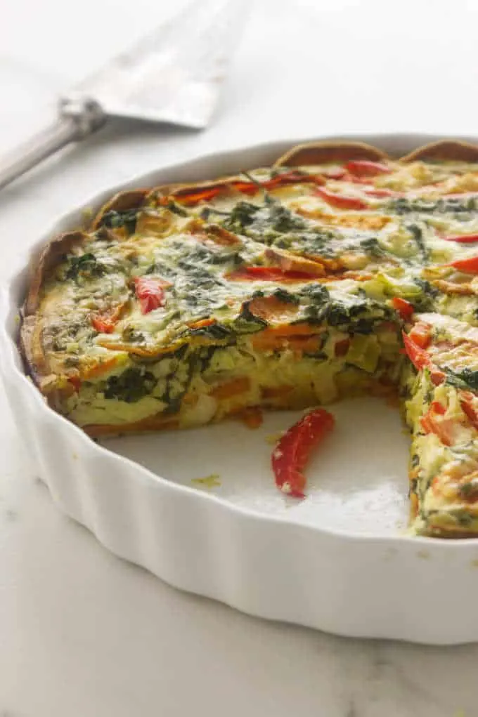 Goat cheese quiche with sweet potato crust