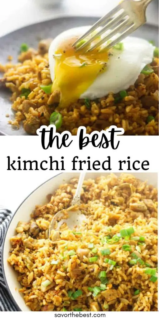 Kimchi fried rice pinterest collage.