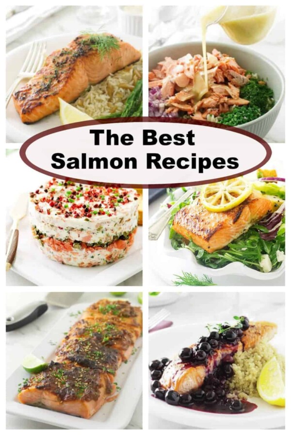 collage of salmon recipes