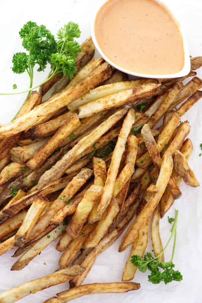 overhead photo of air fried French fries