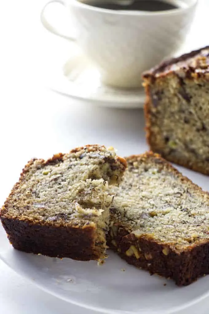 slice of banana bread ready to eat