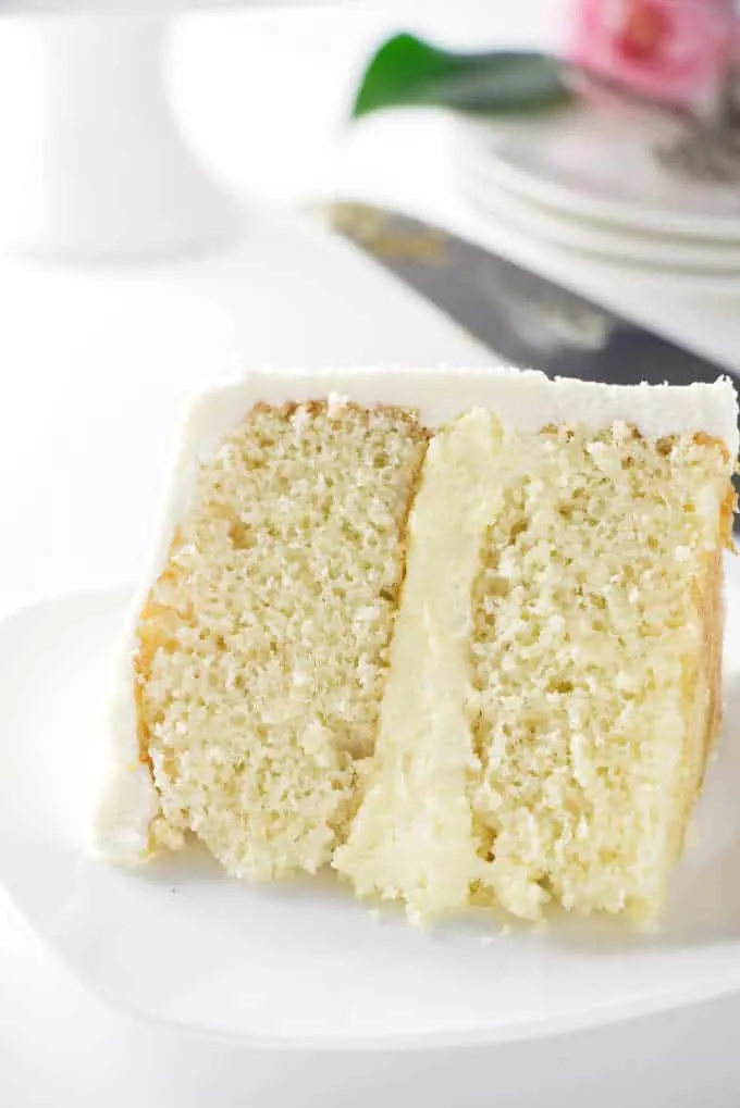a slice of 6-inch yellow layer cake