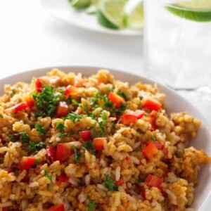 close up of Spanish rice