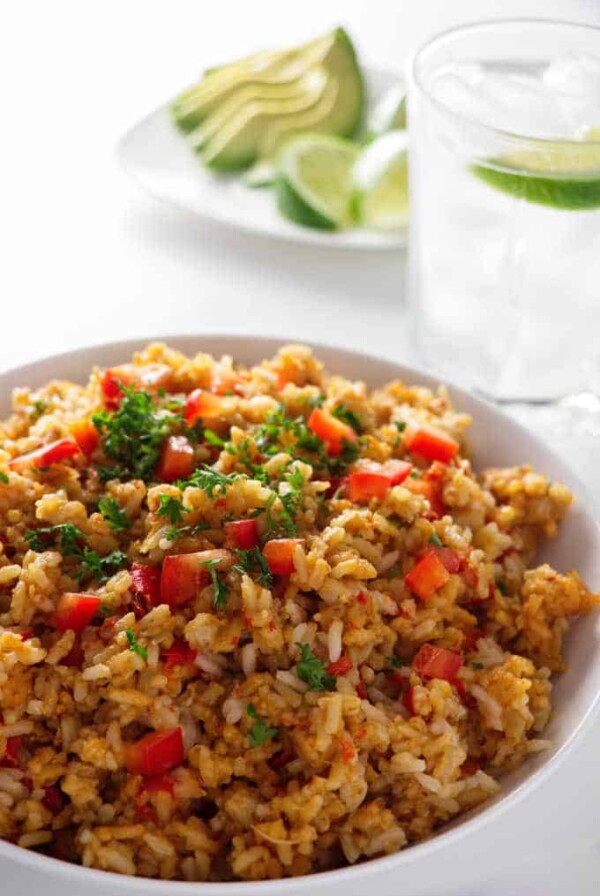 close up of Spanish rice