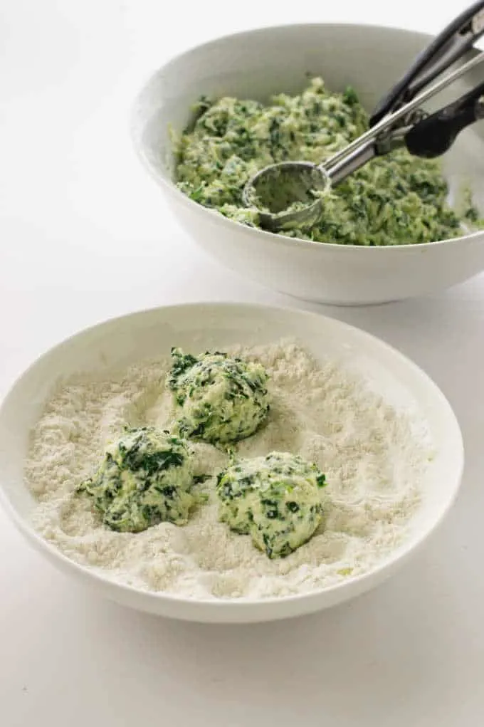 Portioned malfatti's read to cook