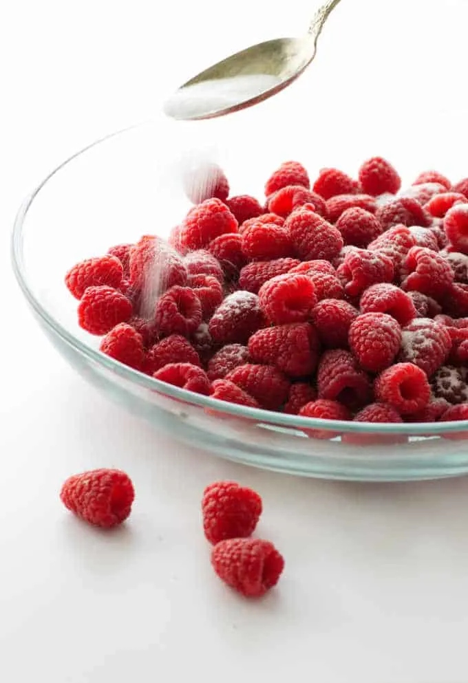 Fresh raspberries for raspberry chipotle sauce