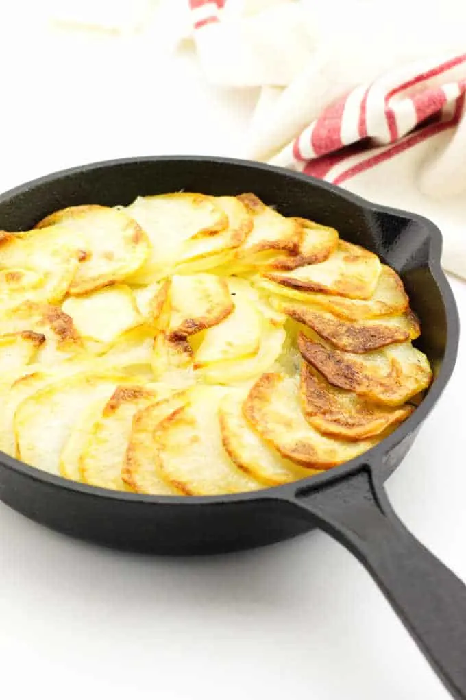 Cooked potatoes in skillet