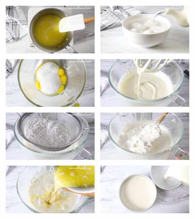 process photos for hot milk sponge cake