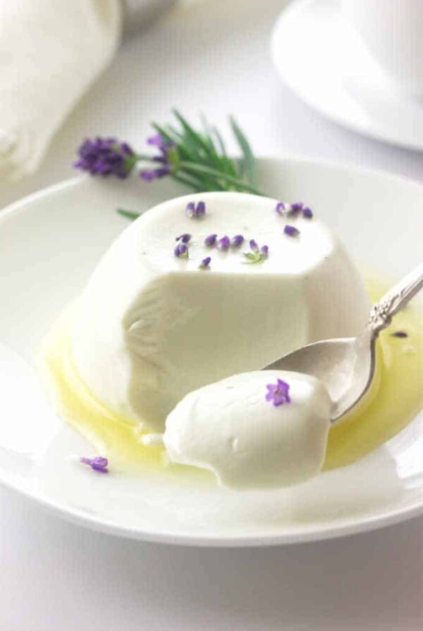 Spoonful of creamy, silky panna cotta