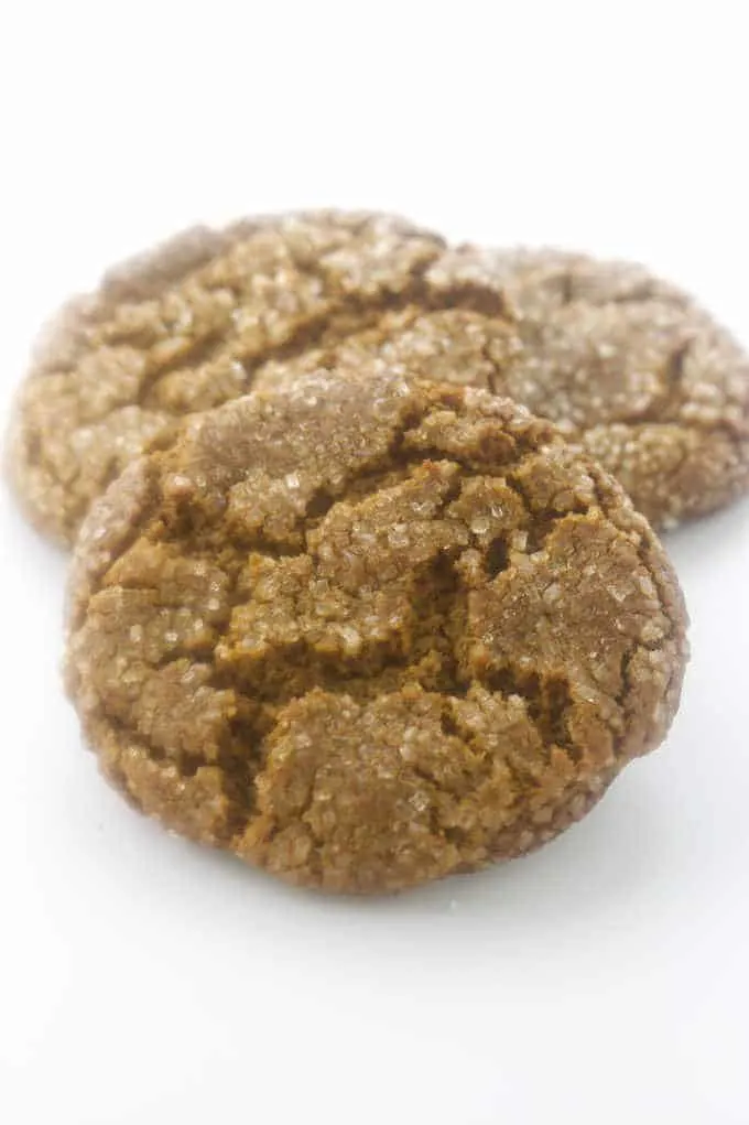 Three soft, sugary molasses cookies