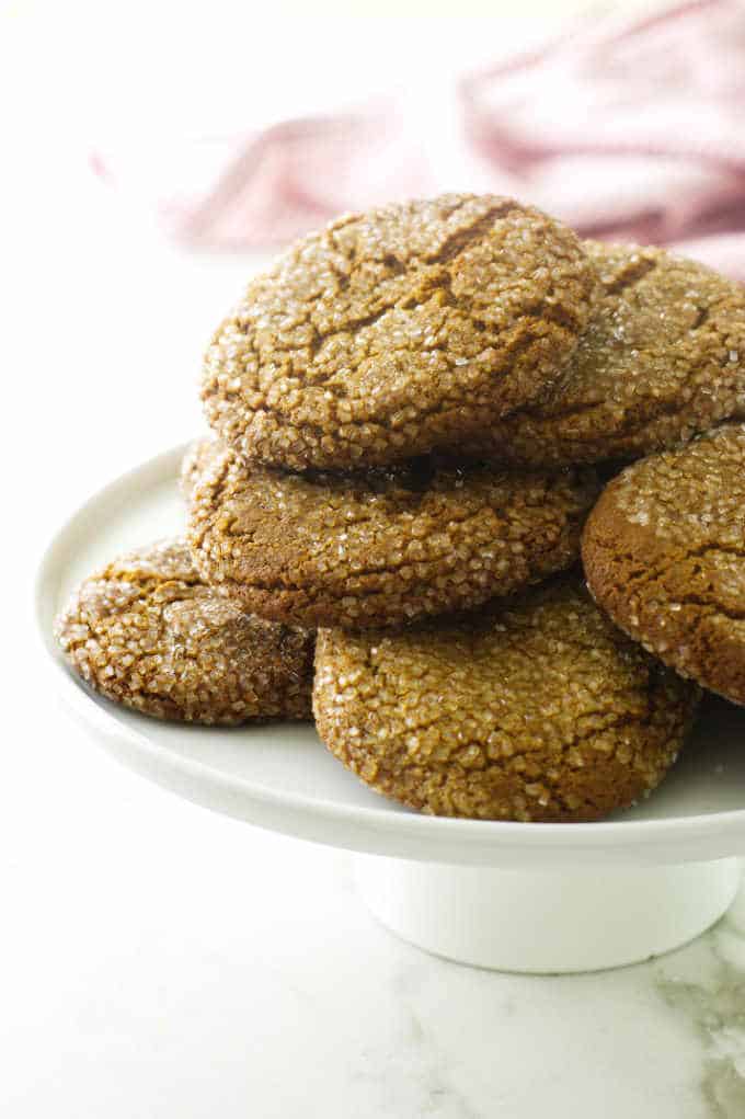 A plate of soft and chewy molasses spice cookies
