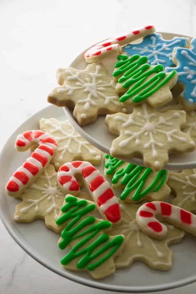 perfect sugar cookies decorated on a platter