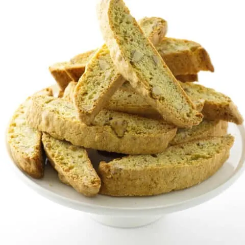 A plate of biscotti cookies