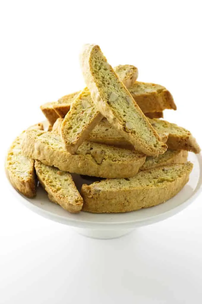A plate of biscotti cookies