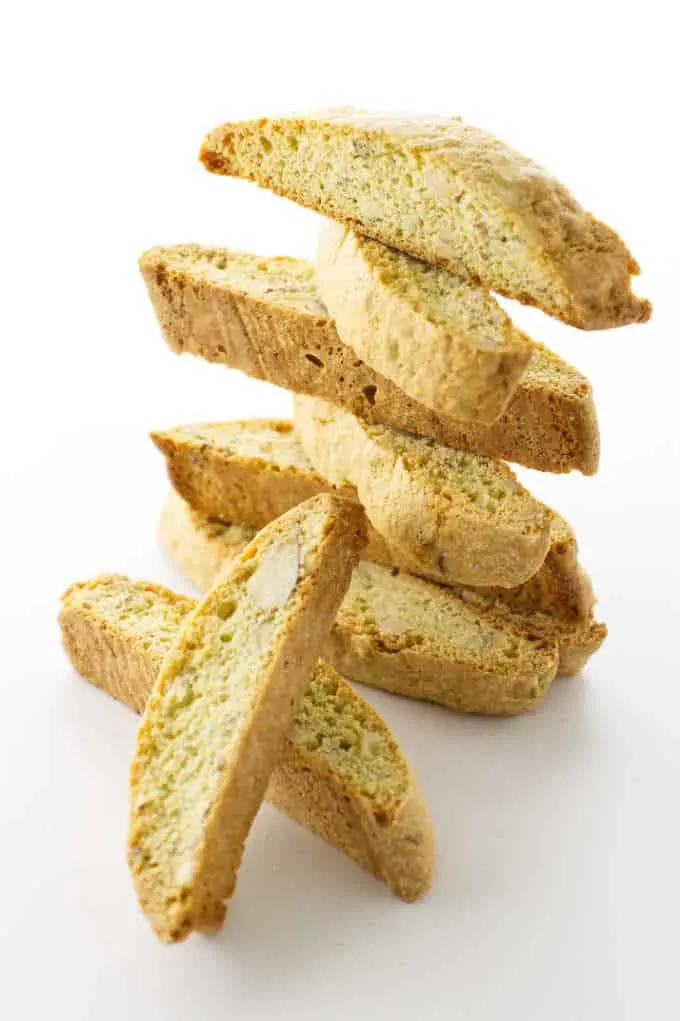 a stack of almond biscotti