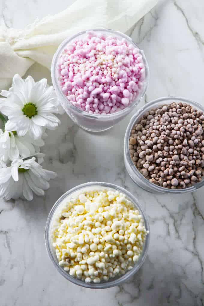 overhead shot of liquid nitrogen ice cream dots