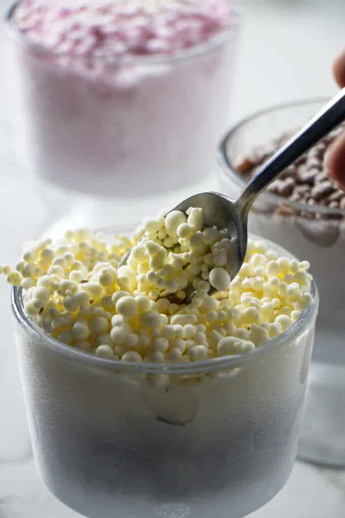 scooping a bite of liquid nitrogen ice cream beads