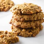 A stack of pumpkin oatmeal cookies