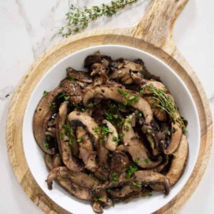 overhead photo of portobello mushrooms