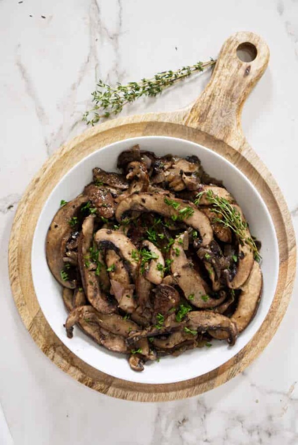 overhead photo of portobello mushrooms