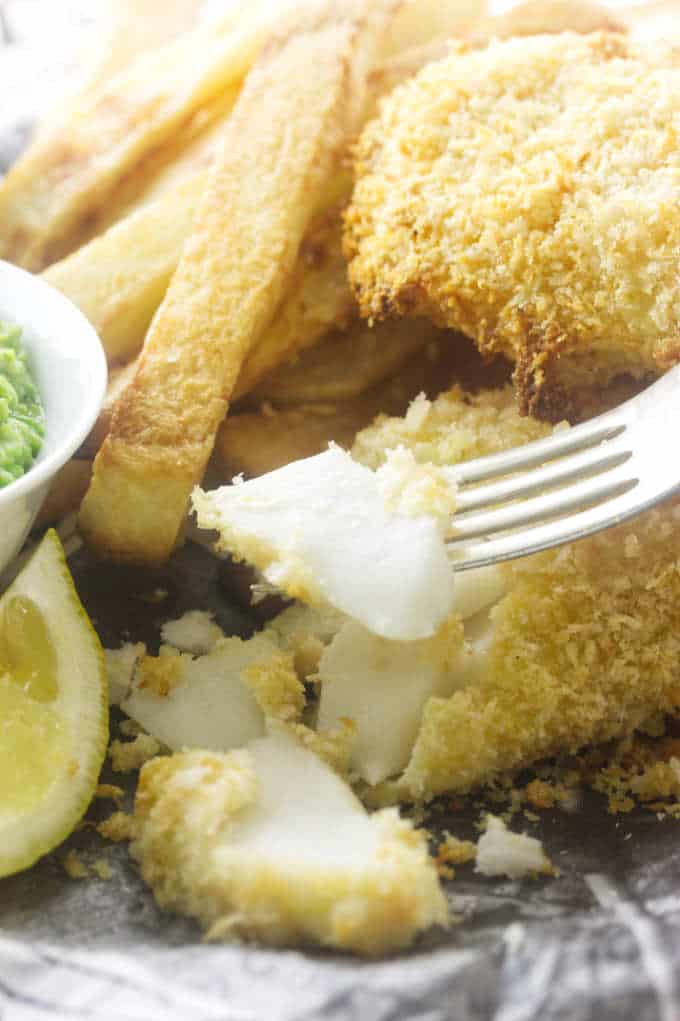 Baked Fish And Chips - Homemade In Kitchen