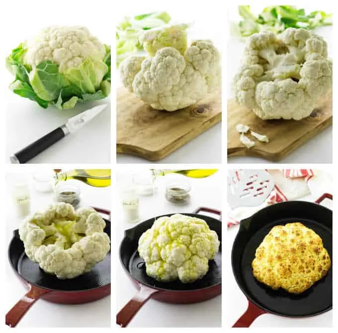 Collage of cauliflower prep