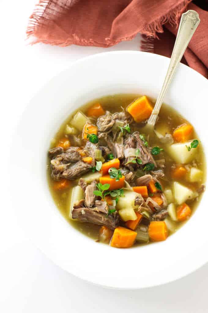 overhead view of oxtail soup