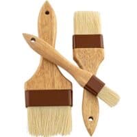 Restaurant-Grade Boar Hair Pastry and Basting Brush Set of 3 (1, 2 and 3 Inch). Ultra-Fine Hardwood Flat Brushes for Spreading Butter, Egg Wash or Marinade to Pastries, Dessert, Bread Dough or Meat