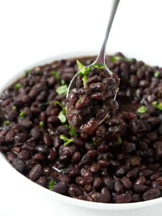A bowl of instant pot black beans.
