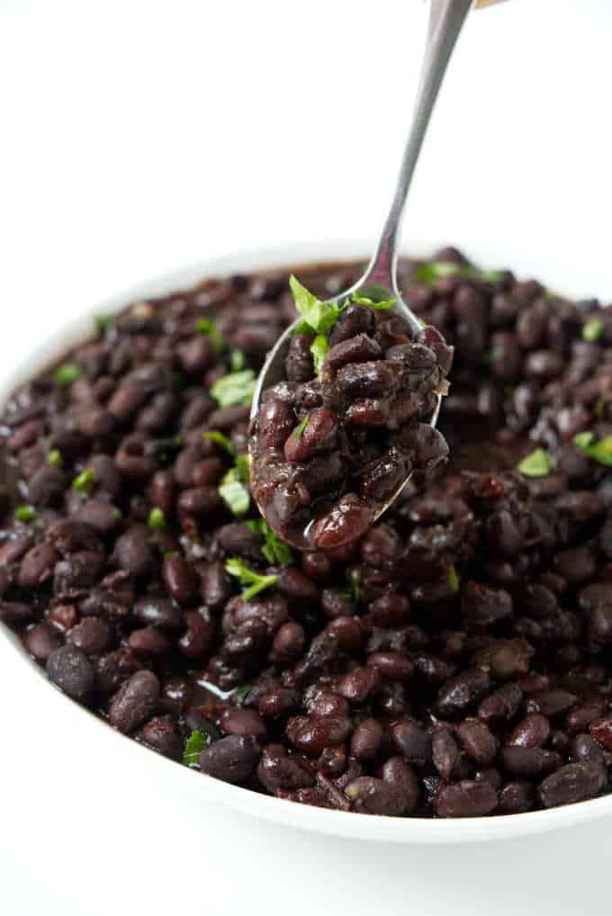 A bowl of instant pot black beans.