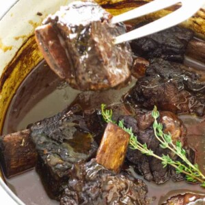 Port Wine Braised Short ribs with meat fork