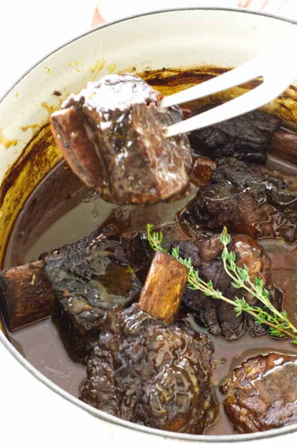 Port Wine Braised Short ribs with meat fork