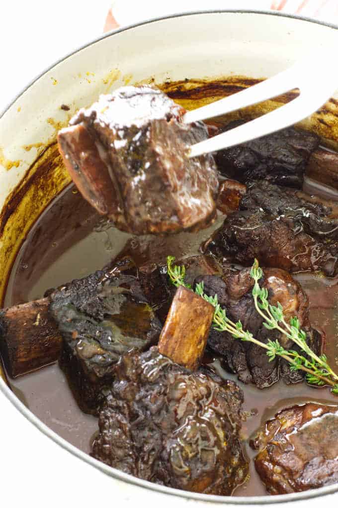 Port Wine Braised Short ribs with meat fork
