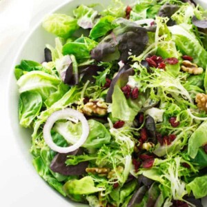 Overhead view of green salad