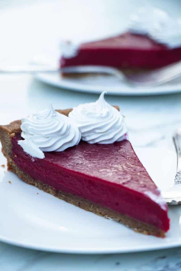 a slice of a cranberry curd tart