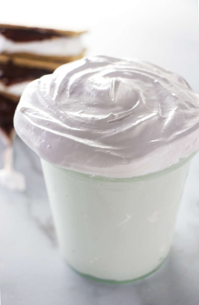 A jar of homemade marshmallow cream.
