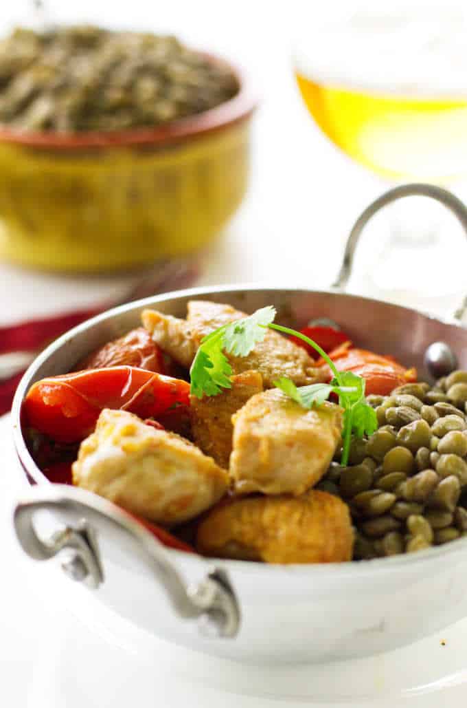 Chicken Karahi with lentils.