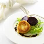 serving of Fried Goat Cheese Discs and Roasted Beet Salad