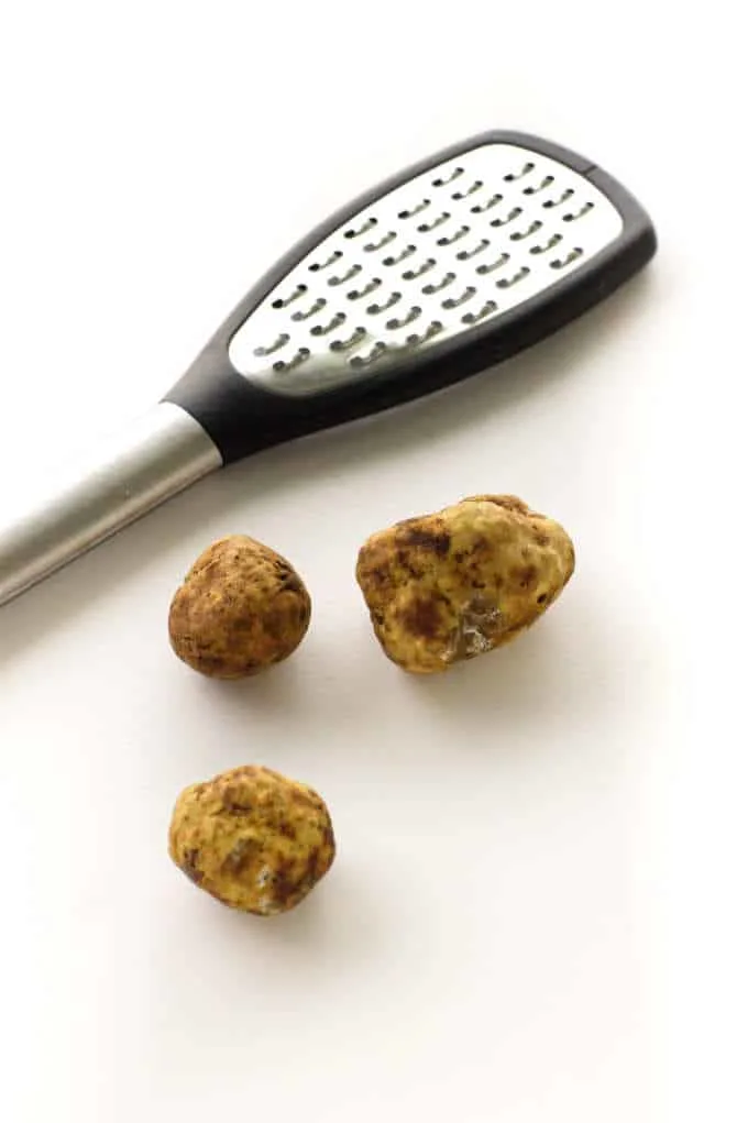 Three small Oregon white truffles, microplane