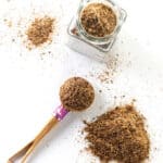 Homemade taco seasoning in a spice jar.