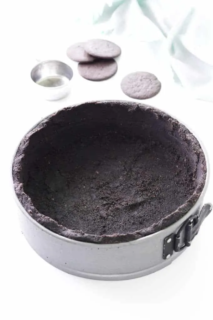 Chocolate crust in springform pan