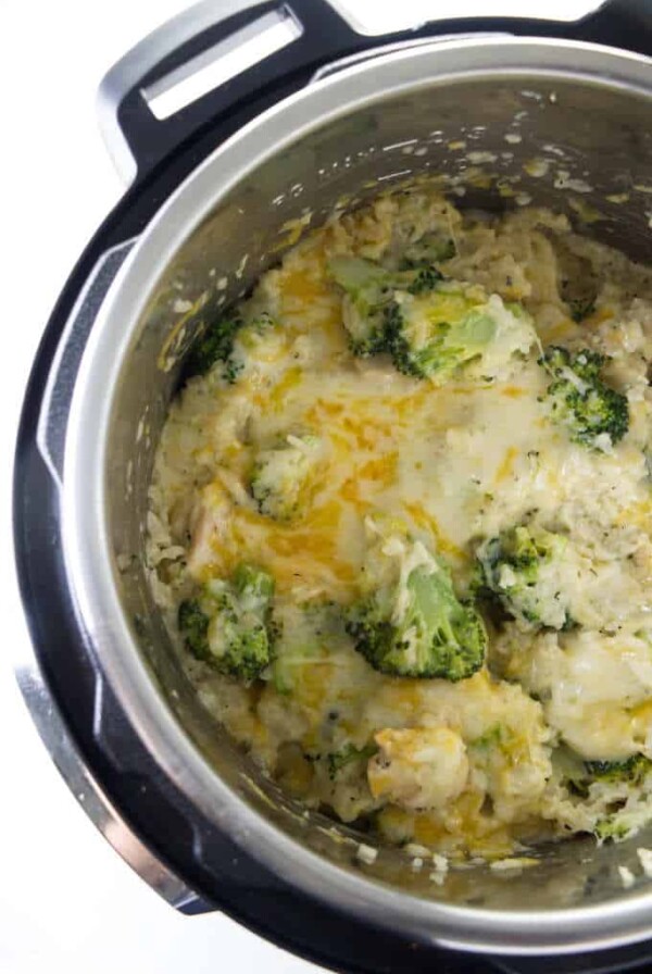 Chicken broccoli and rice casserole in an instant pot.