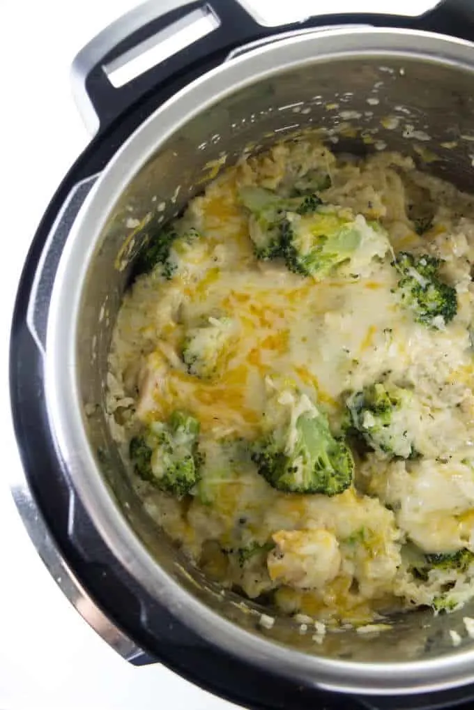 Chicken broccoli and rice casserole in an instant pot.