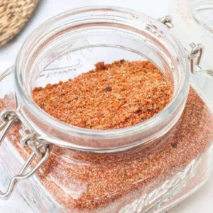 Barbeque seasoning blend in a jar