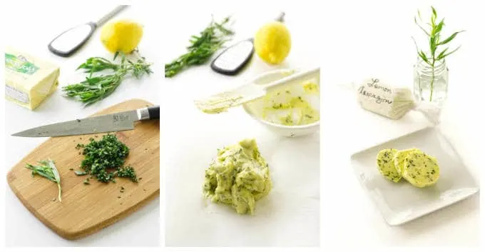 collage of Lemon Tarragon Butter