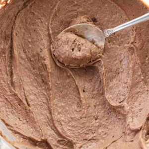 chocolate cake filling in a bowl.