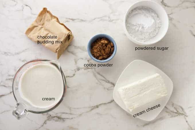 Ingredients for chocolate cake filling.