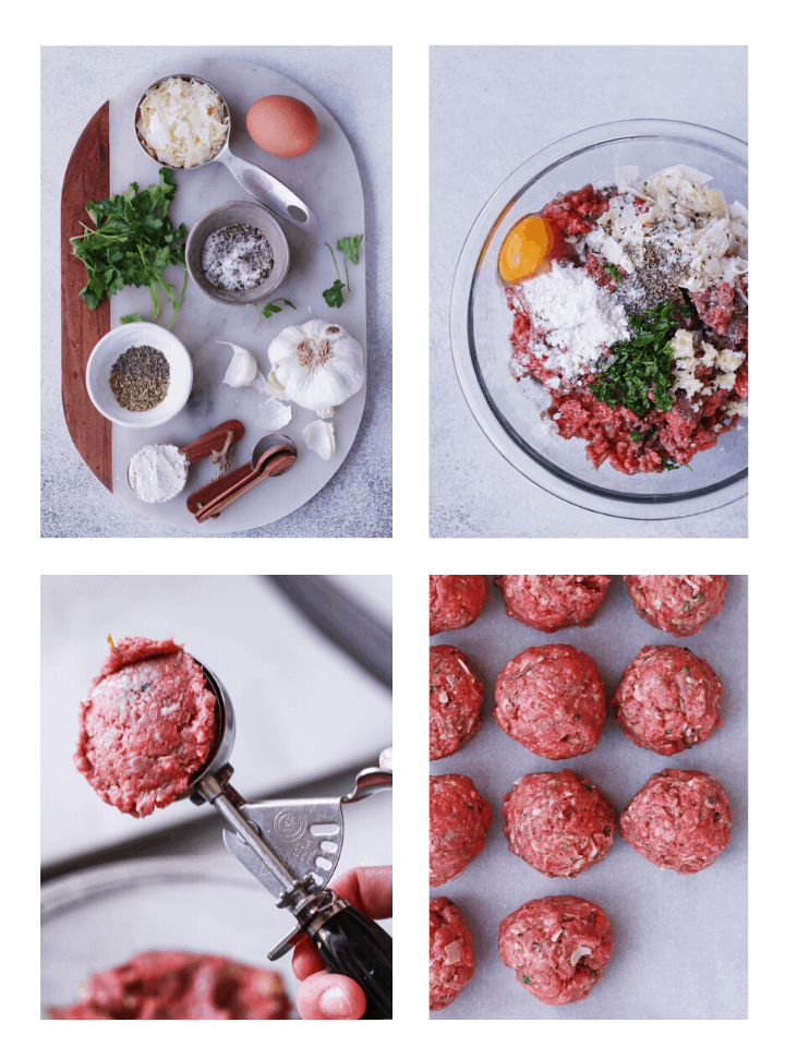 process of making keto Italian meatballs