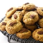 Pile of cookies on a wire rack