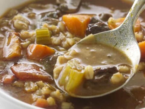 Crockpot Beef Barley Soup - The Chunky Chef